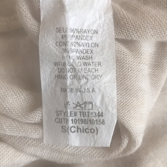 Steezyer semi-sheer cream Boho-style top with lace insets, raw hem, size S - Picture 7 of 7